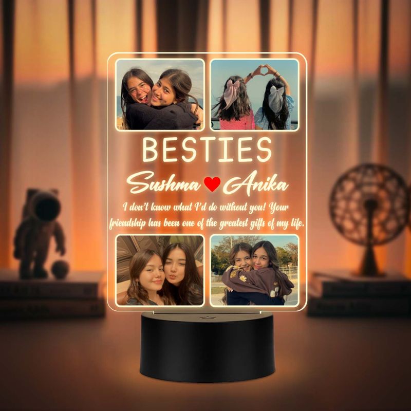 Personalized Bestie Photo Frame LED Night Lamp with Warm White Light & USB Powered  Long Distance Friendship Gift for Best Friend, Soul Sister, and BFF  Birthday Gift for Bestie